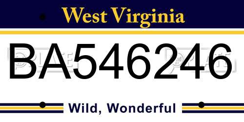 BA546246 West Virginia License Plate