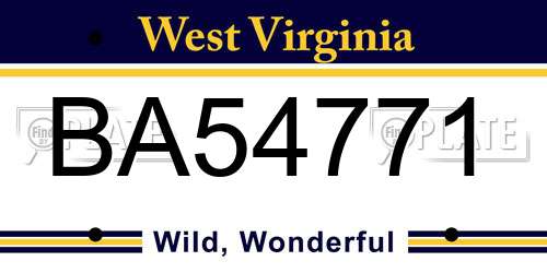 BA54771 West Virginia License Plate