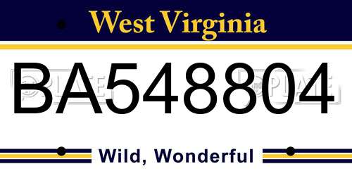 BA548804 West Virginia License Plate