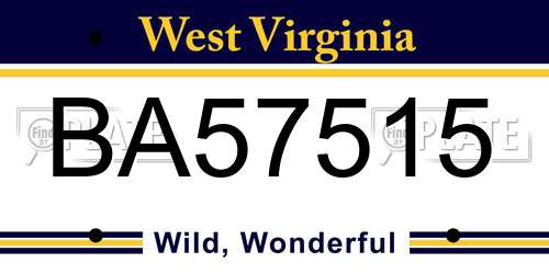 BA57515 West Virginia License Plate