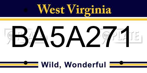 BA5A271 West Virginia License Plate