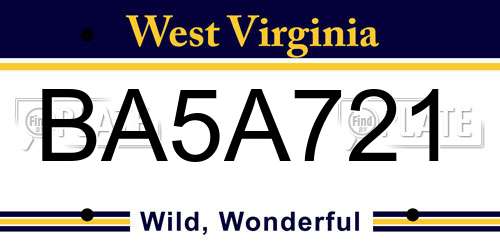 BA5A721 West Virginia License Plate