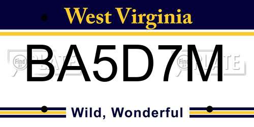 BA5D7M West Virginia License Plate