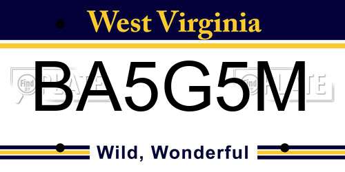 BA5G5M West Virginia License Plate