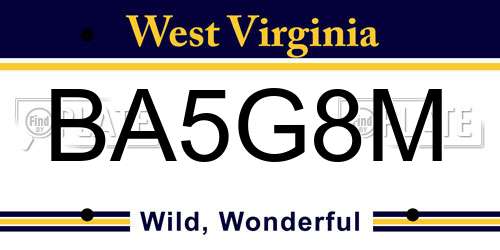 BA5G8M West Virginia License Plate