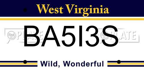 BA5I3S West Virginia License Plate