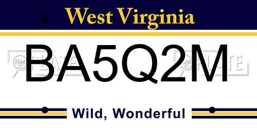 BA5Q2M West Virginia License Plate