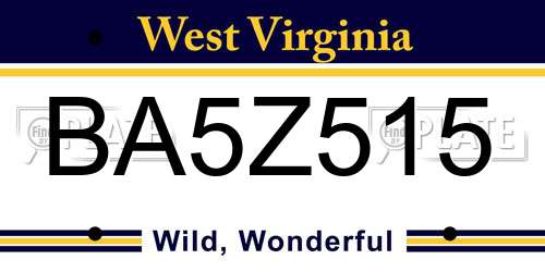 BA5Z515 West Virginia License Plate