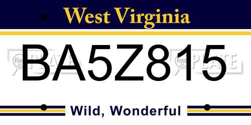 BA5Z815 West Virginia License Plate