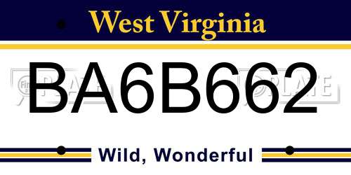 BA6B662 West Virginia License Plate