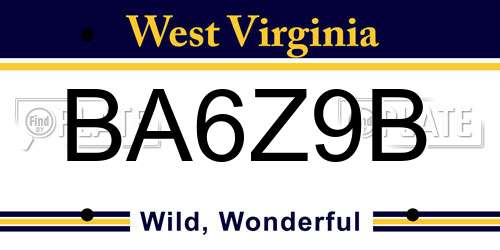 BA6Z9B West Virginia License Plate