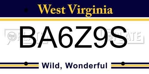 BA6Z9S West Virginia License Plate