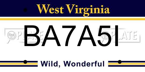 BA7A5I West Virginia License Plate