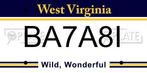 BA7A8I West Virginia License Plate