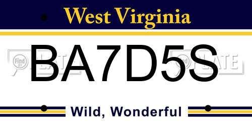 BA7D5S West Virginia License Plate