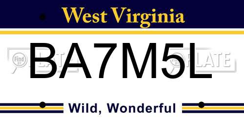 BA7M5L West Virginia License Plate