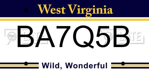 BA7Q5B West Virginia License Plate