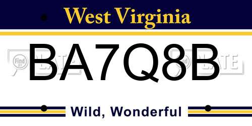 BA7Q8B West Virginia License Plate
