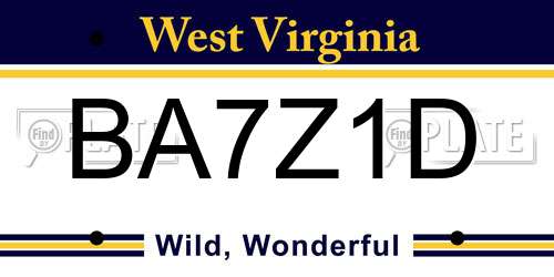 BA7Z1D West Virginia License Plate