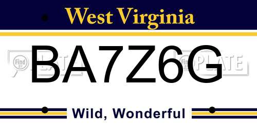 BA7Z6G West Virginia License Plate