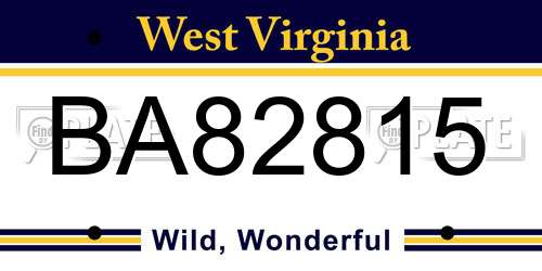 BA82815 West Virginia License Plate