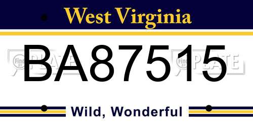 BA87515 West Virginia License Plate