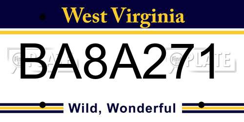 BA8A271 West Virginia License Plate