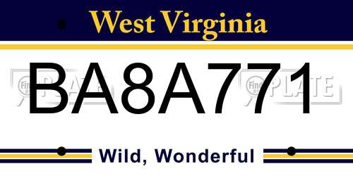 BA8A771 West Virginia License Plate