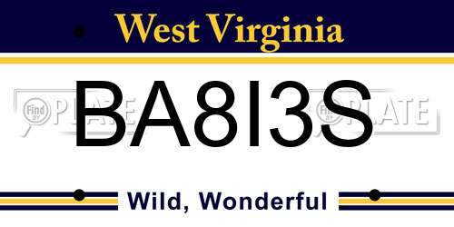 BA8I3S West Virginia License Plate