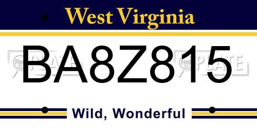 BA8Z815 West Virginia License Plate