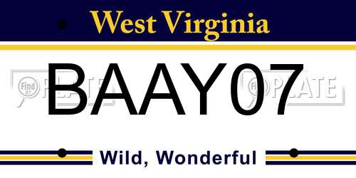 BAAY07 West Virginia License Plate