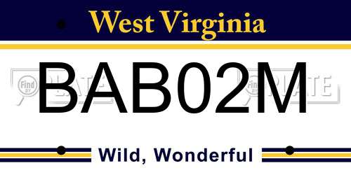 BAB02M West Virginia License Plate