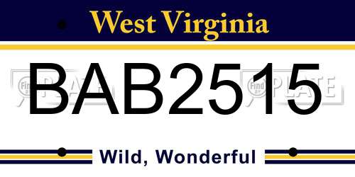 BAB2515 West Virginia License Plate