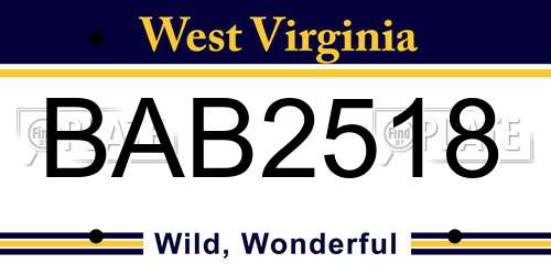 BAB2518 West Virginia License Plate