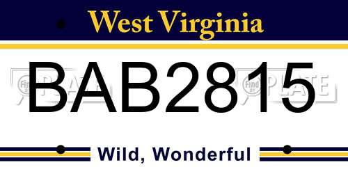 BAB2815 West Virginia License Plate