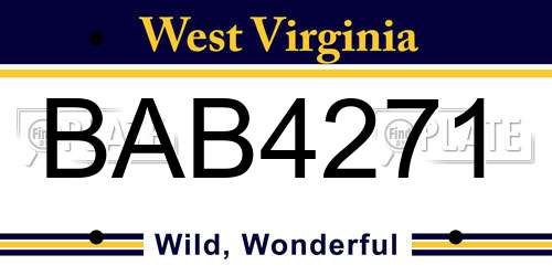 BAB4271 West Virginia License Plate