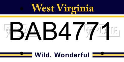 BAB4771 West Virginia License Plate