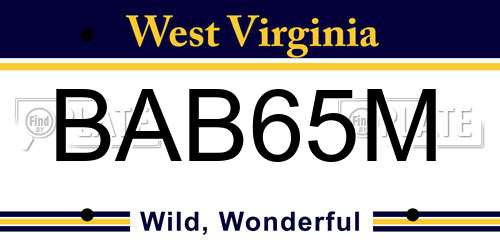 BAB65M West Virginia License Plate