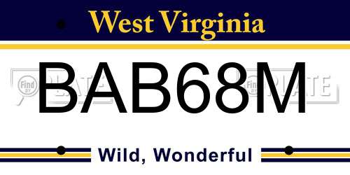 BAB68M West Virginia License Plate