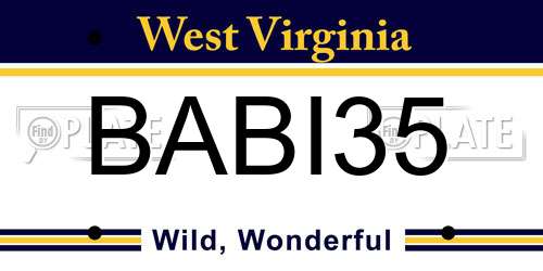 BABI35 West Virginia License Plate
