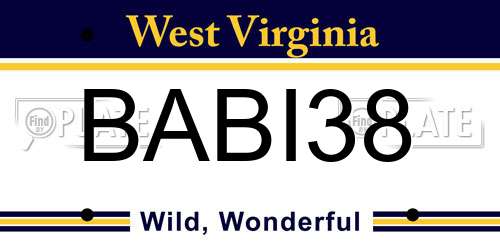 BABI38 West Virginia License Plate