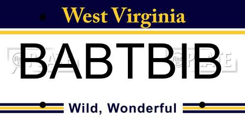 BABTBIB West Virginia License Plate
