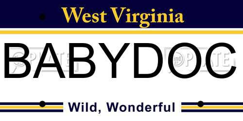 BABYDOC West Virginia License Plate
