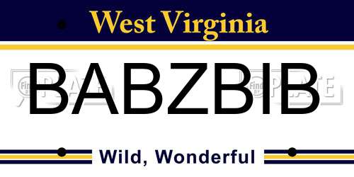 BABZBIB West Virginia License Plate