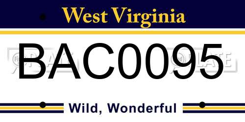 BAC0095 West Virginia License Plate