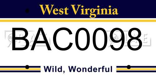 BAC0098 West Virginia License Plate