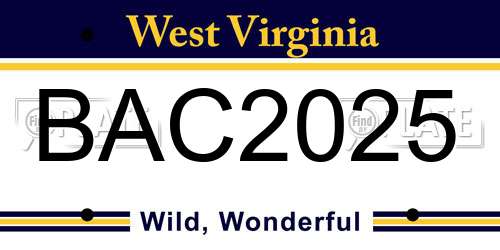 BAC2025 West Virginia License Plate