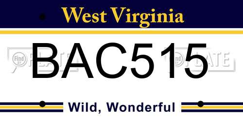 BAC515 West Virginia License Plate