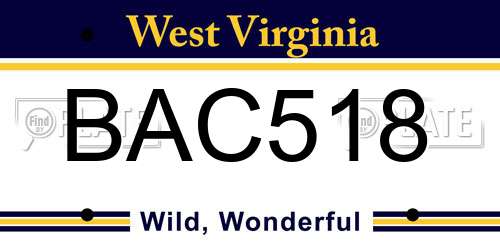 BAC518 West Virginia License Plate