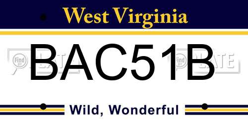 BAC51B West Virginia License Plate